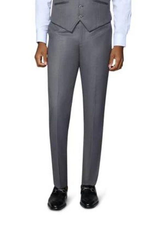 Bergamo Orange Solid Slim Fit Pants - Medium Grey