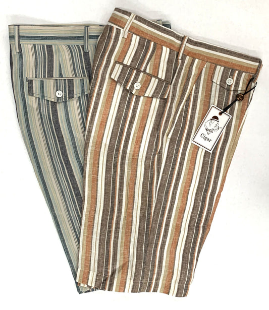 Pantalón corto Bergamo Elegant LS-783 a rayas - Marrón