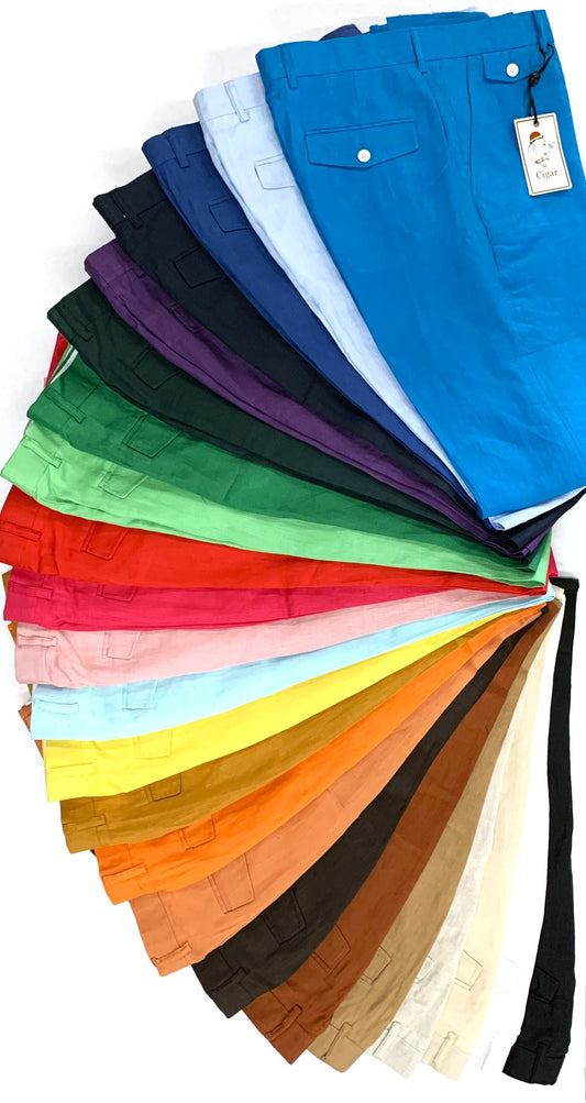 Bergamo Elegant SL-701 Solid Linen Pants - White