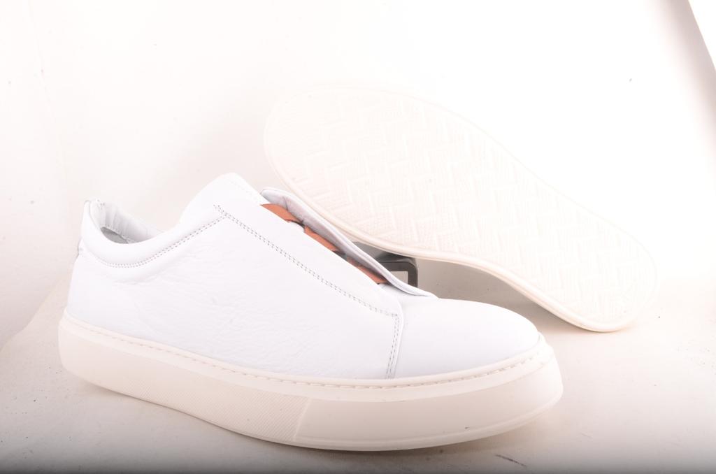 Zapatillas sin cordones Sigotto Uomo de ante y piel blancas