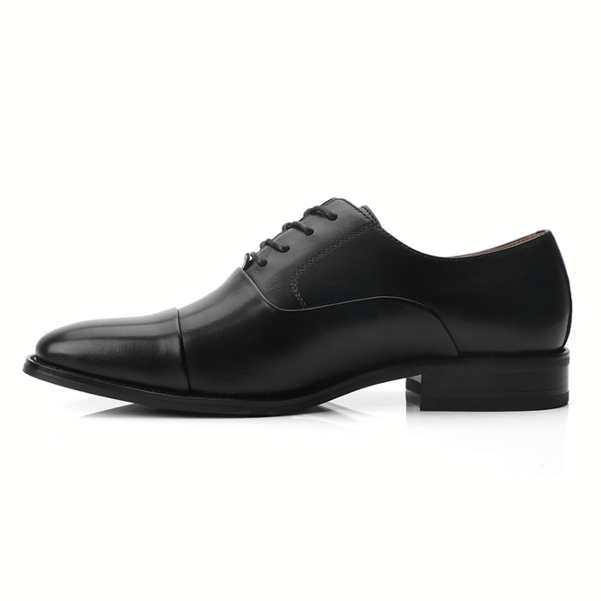 Zapatos de vestir con cordones y punta redonda para hombre - Negro 