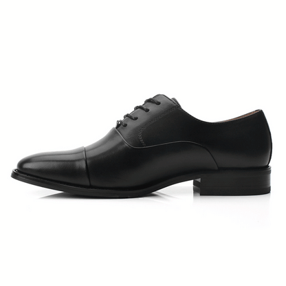 Zapatos de vestir con cordones y punta redonda para hombre - Negro 