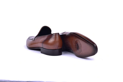 Zapatos mocasines con hebilla Corrente 5760 H - Coñac