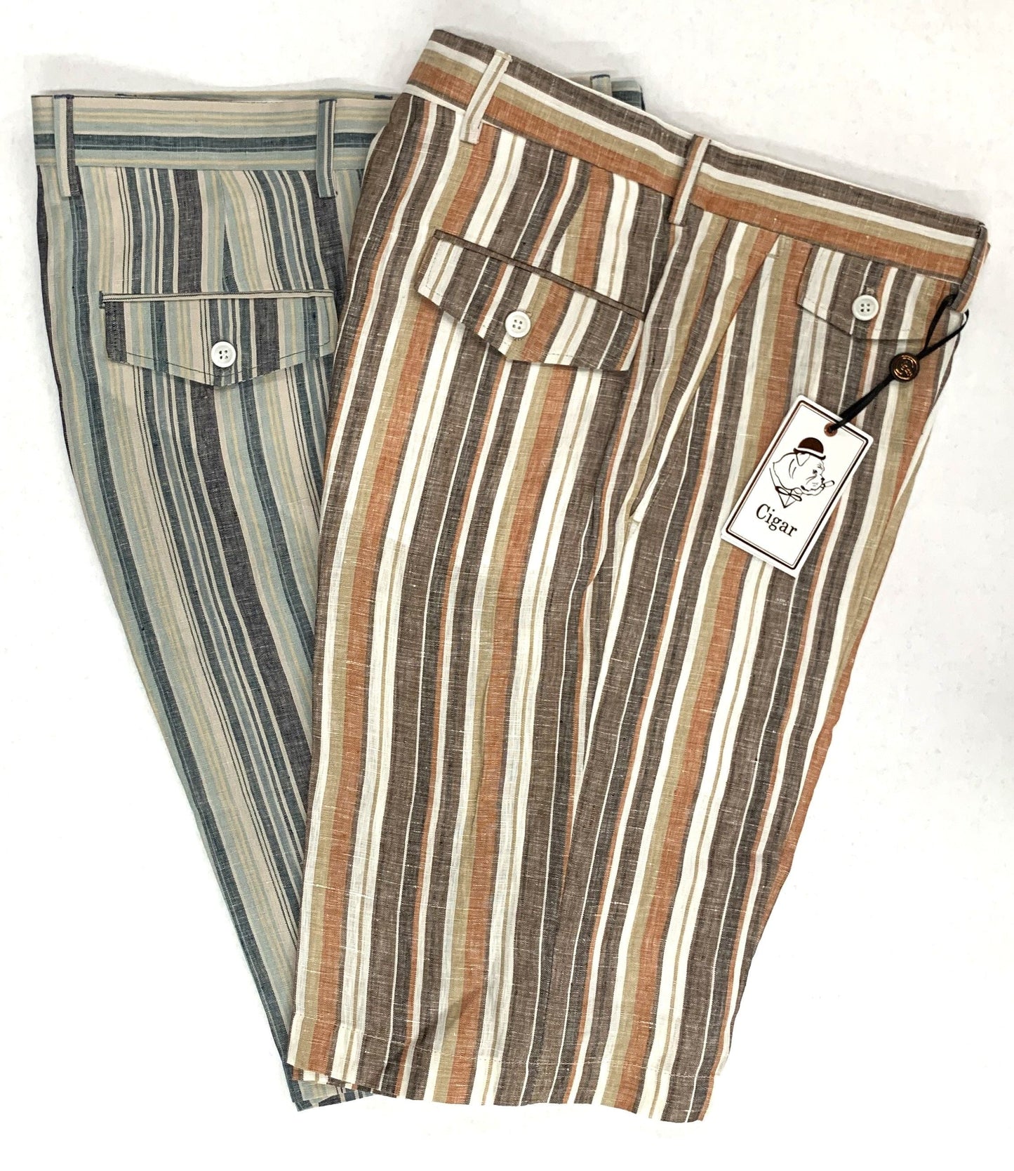 Pantalón corto Bergamo Elegant LS-783 a rayas - Marrón 