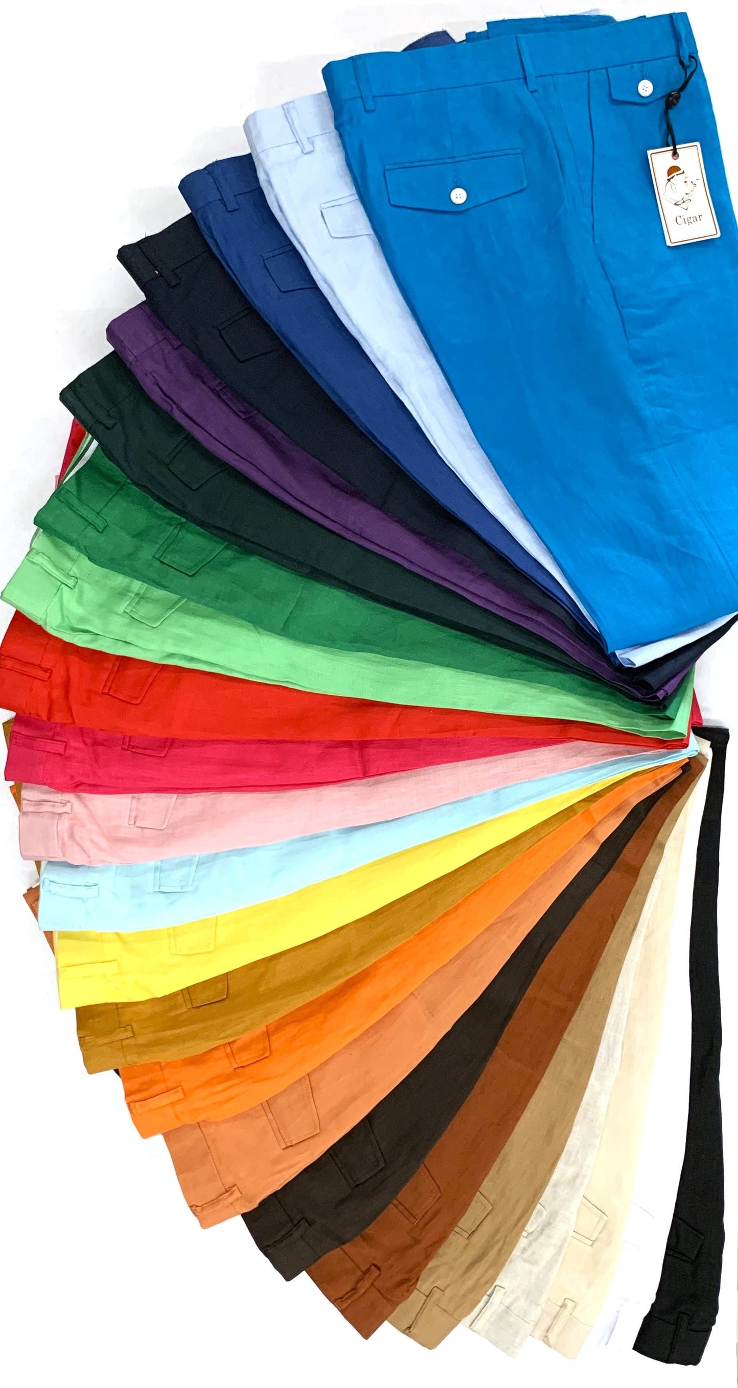 Pantalón Bergamo Elegant SL-701 de lino liso - Blanco 