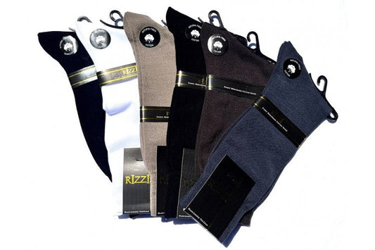 Calcetines de vestir Rizzi para hombre, 100 % algodón mercerizado, de color liso